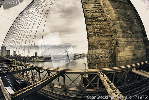 Image of Structure Detail of Brooklyn Bridge in New York City