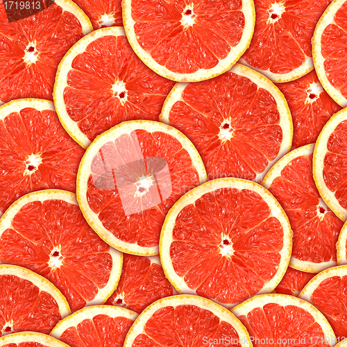 Image of Seamless pattern of red grapefruit slices