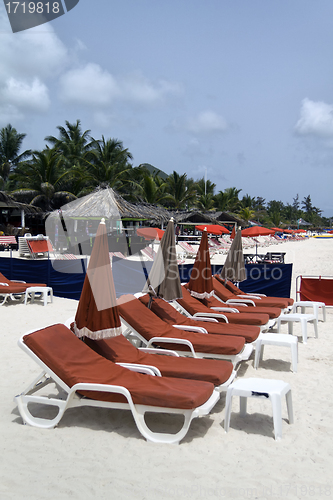 Image of Red Beach Lounge Chairs