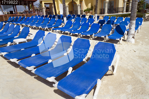 Image of Rows of Blue Chairs