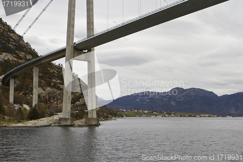Image of bridge over fjord - landscape in norway