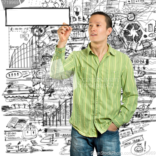 Image of Man Writing Something