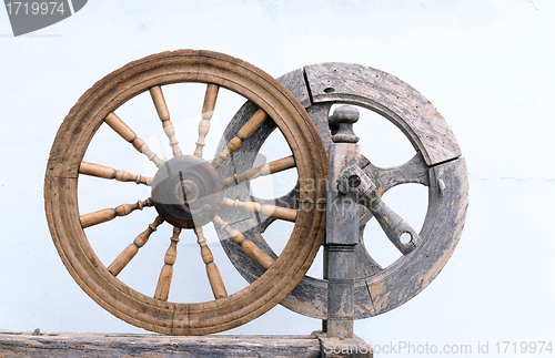 Image of Two Vintage Spinning Wheels