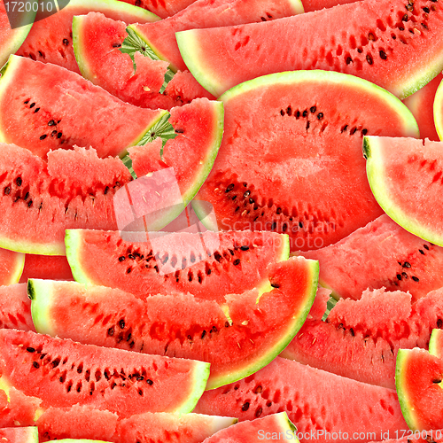 Image of Seamless pattern of red watermelons slices