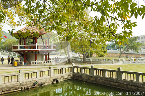 Image of Chinese pavilion in garden