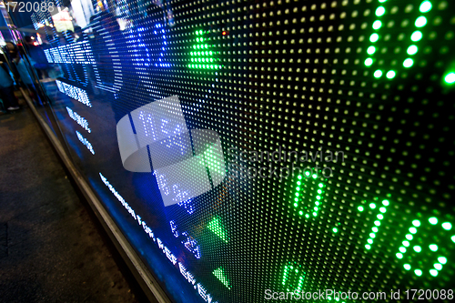 Image of Stock market price display abstract in modern city