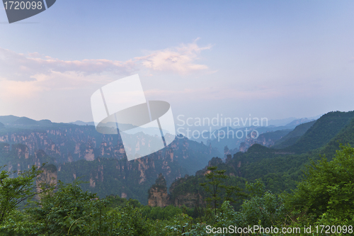 Image of Mountain sunset in Zhangjiajie, China.