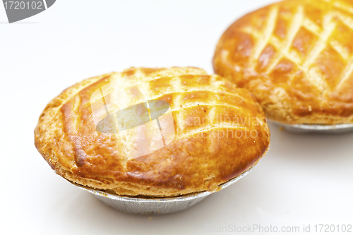 Image of Chicken pie isolated on white background