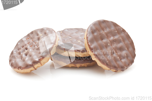 Image of Chocolate biscuits isolated on white background