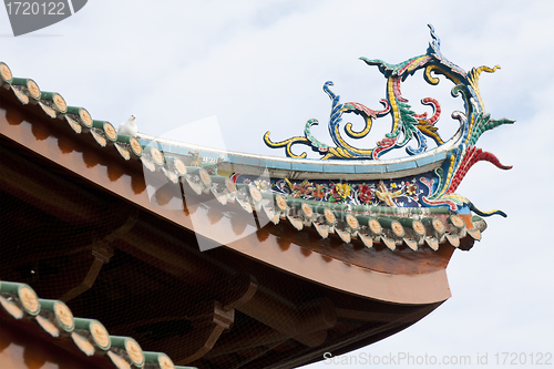 Image of Colorful dragon statue on china temple roof