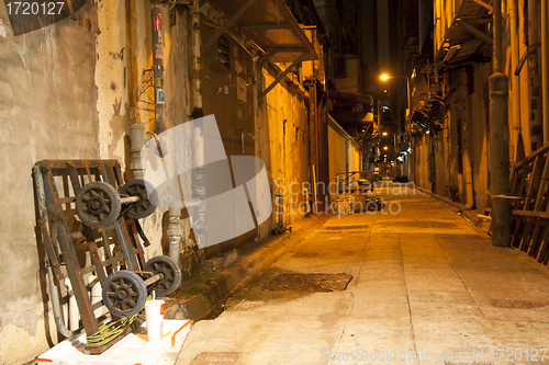 Image of Old alley in Hong Kong at night