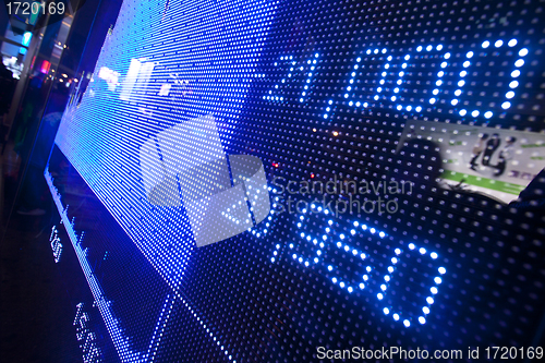 Image of Stock market price display abstract in modern city