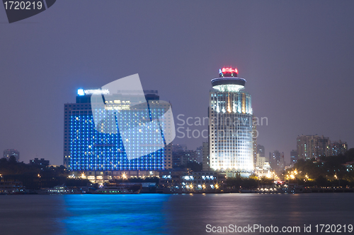 Image of Xiamen downtown district night view in China