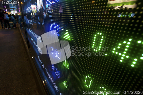 Image of Stock market price display abstract in modern city