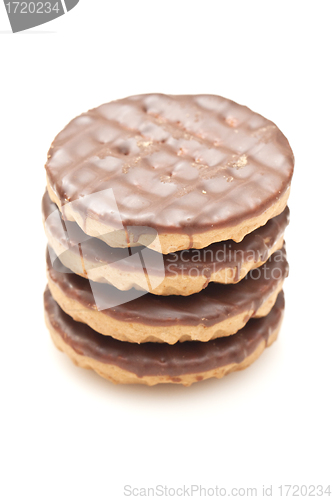 Image of Chocolate biscuits isolated on white background