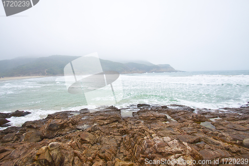 Image of Strong wave along the coast before thunderstorm in Hong Kong