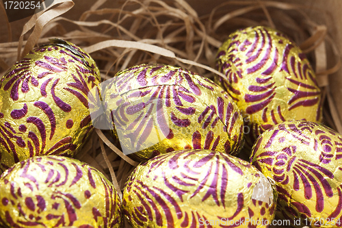 Image of Colorful easter eggs in nest
