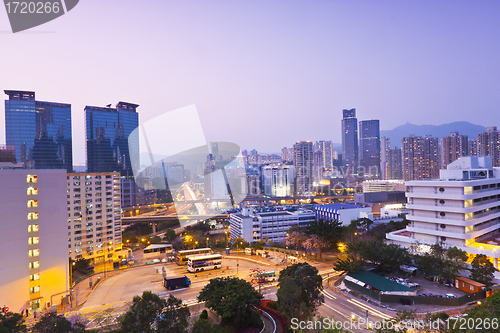 Image of Sunset in city downtown