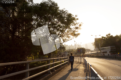 Image of Sunset walkway along the road