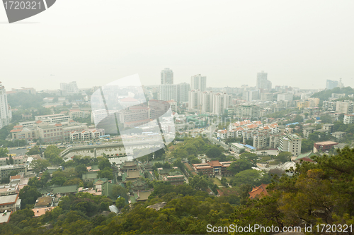 Image of Aerial view of Xiamen city downtown, China.