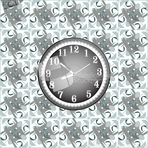 Image of modern wall clock on the grunge background