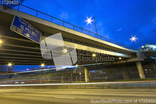 Image of Traffic in Hong Kong freeway at night