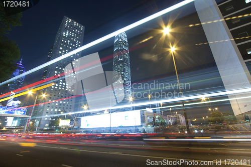 Image of Traffic in Hong Kong at night