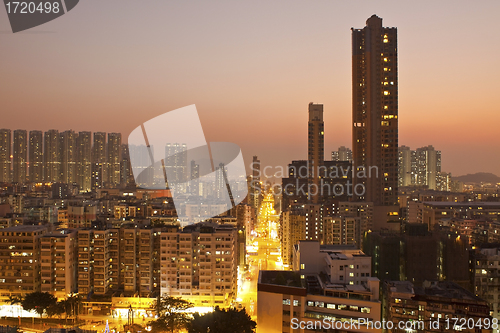 Image of Hong Kong downtown at sunset