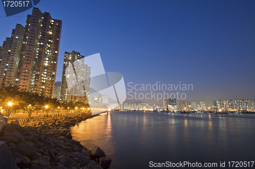 Image of Hong Kong downtown along the coast at night