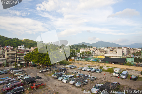 Image of Car park and village in countryside of Hong Kong