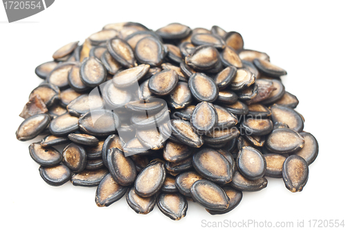 Image of Black watermelon seeds isolated on white background