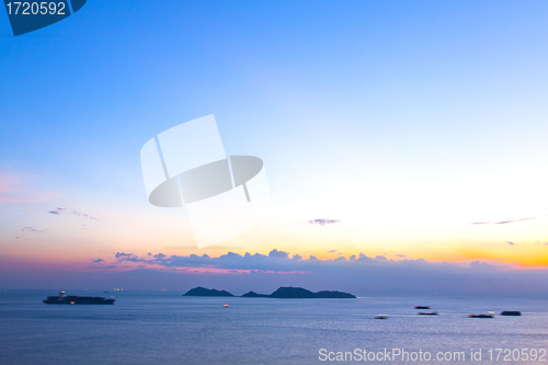 Image of Sunset along the coast in Hong Kong at summer