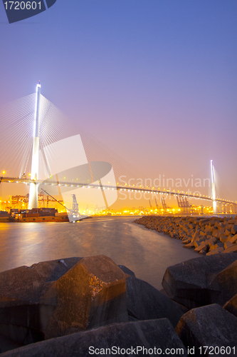 Image of Hong Kong bridge at sunset