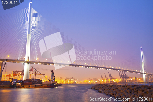 Image of Hong Kong bridge at sunset