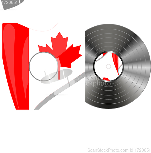 Image of Red grunge rubber stamp with the canadian flag