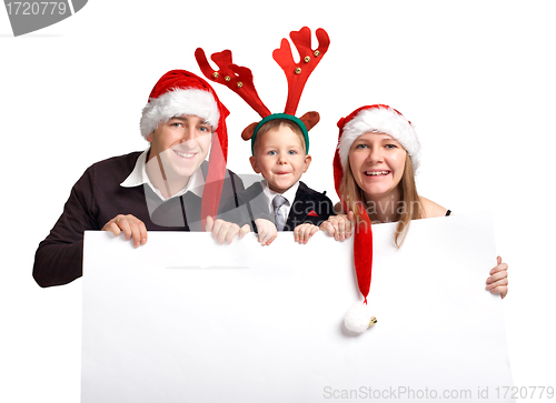 Image of Christmas family with banner