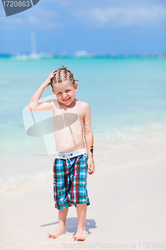 Image of Cute little boy at beach