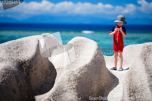 Image of Little boy on vacation in Seychelles