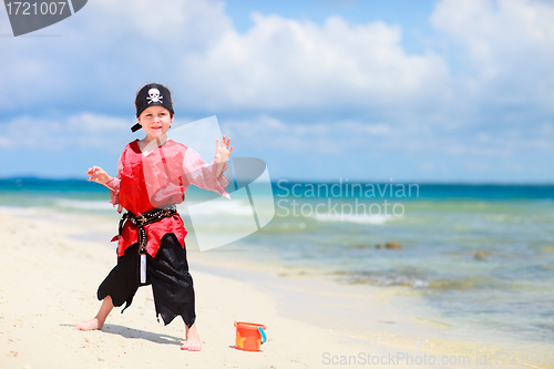 Image of Pirate boy on tropical beach
