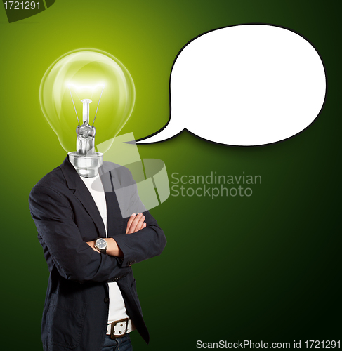 Image of Lamp Head Businessman With Speech Bubble