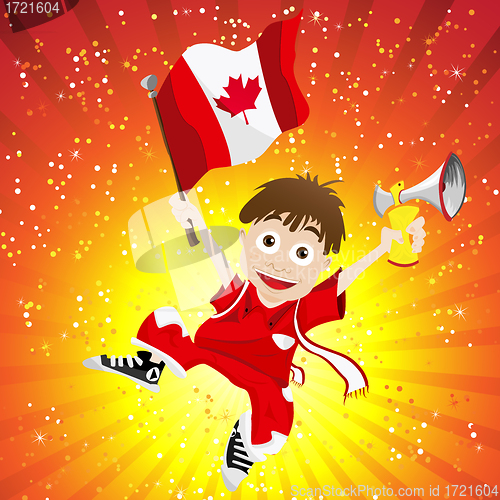 Image of Canada Sport Fan with Flag and Horn