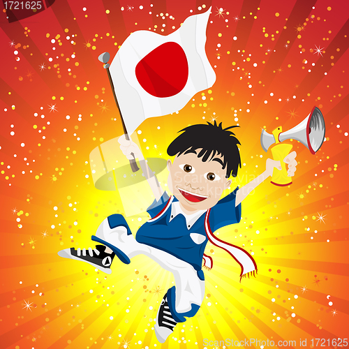 Image of Japan Sport Fan with Flag and Horn