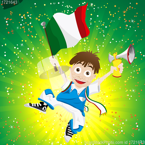 Image of Italy Sport Fan with Flag and Horn