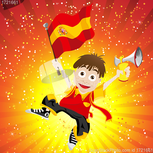 Image of Spain Sport Fan with Flag and Horn