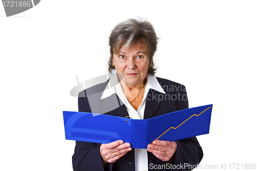 Image of Female senior looking  at statement of account