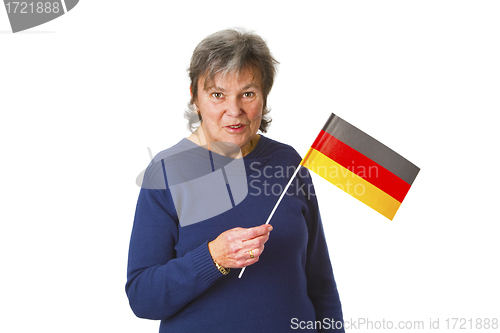 Image of Female senior with german flag