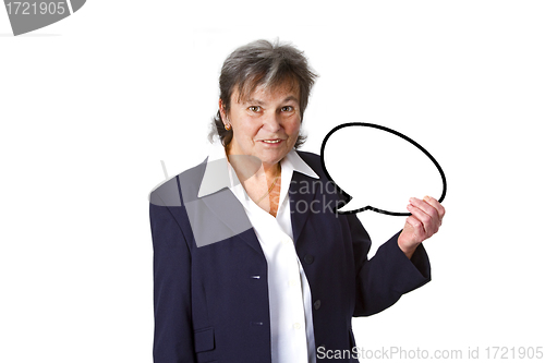 Image of Senior businesswoman with thought bubble