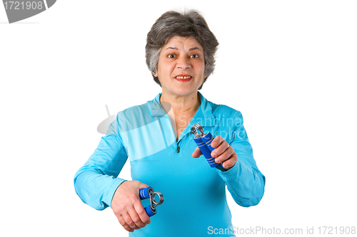 Image of Senior woman in gym