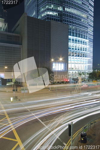 Image of Busy traffic in city at night