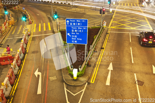 Image of Traffic in modern city at night